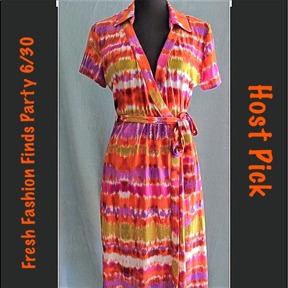 🎉HP🎉Calvin Klein Multi Colored Wrap Dress - Picture 2 of 9